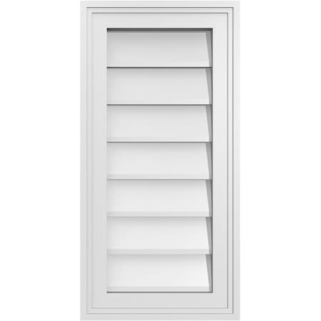 Ekena Millwork Vertical Surface Mount PVC Gable Vnt: Non-Functional, w/2"W x 1-1/2"H, Brickmould Frame, 12"W x 24"H GVPVE12X2402SN
